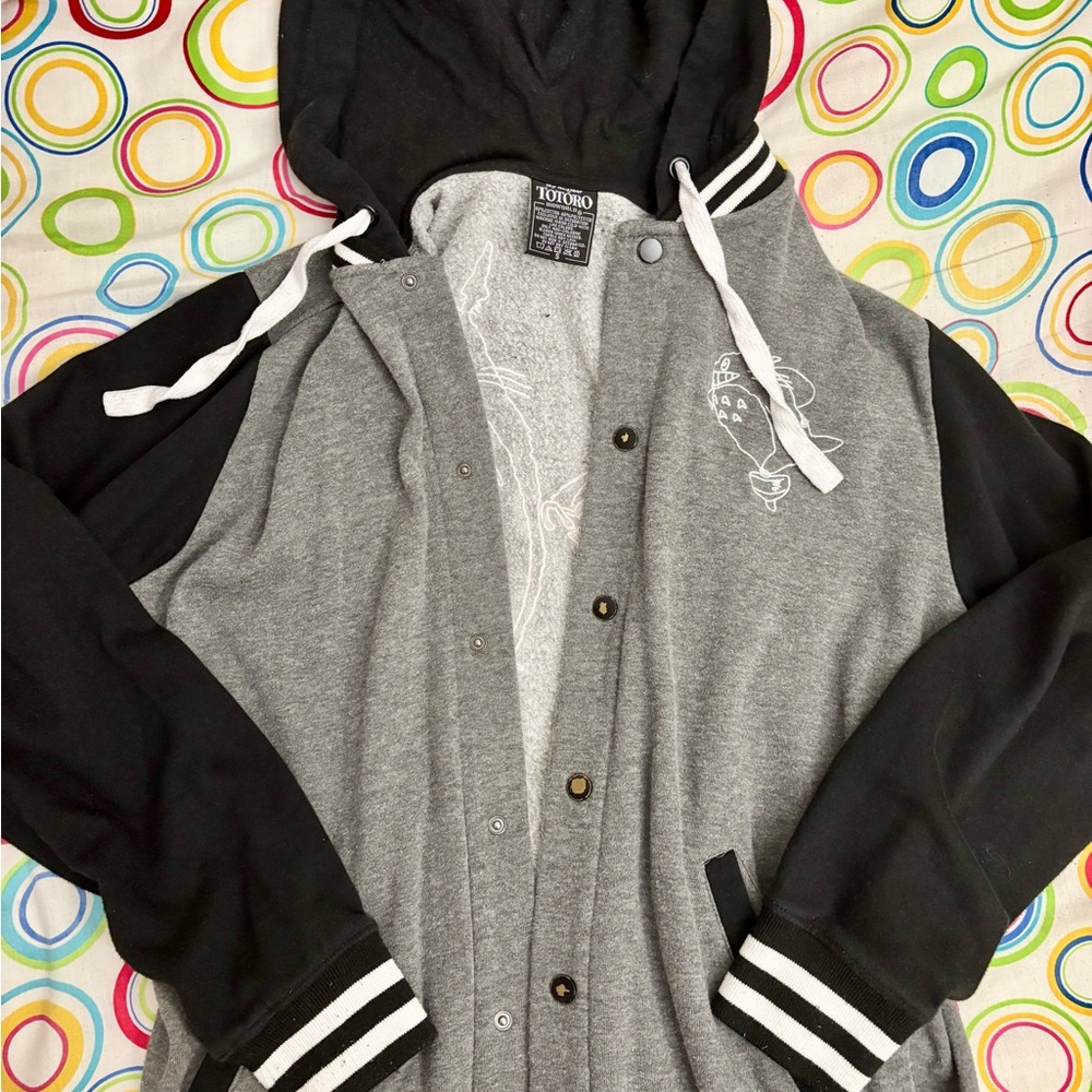 Bioworld Studio Ghibli Gray Black My Neighbor Totoro Varsity Hot Topic Jacket